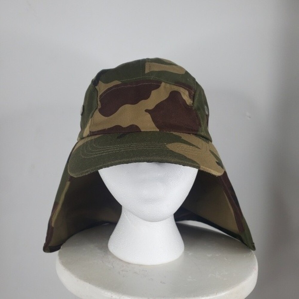 Camo cap with flap and  adjustable drawstring